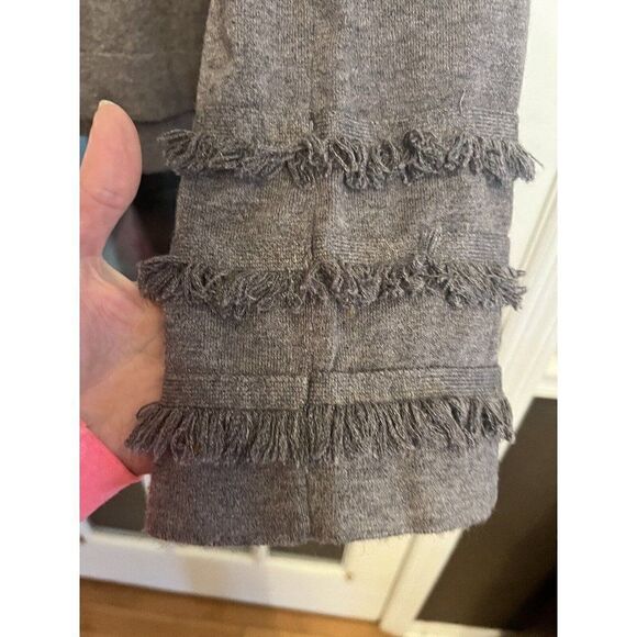 THML Anthropologie Sweater Womens Small Gray Ruffle Sleeve Boho Popover.    P - Picture 4 of 7